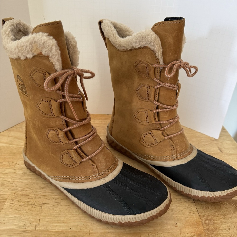 SOREL Out N About Plus Tall Waterproof Boot Elk Brown Size 8.5 Retail $180 - Picture 2 of 16